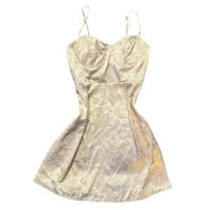Cream and gold satin dress princess polly